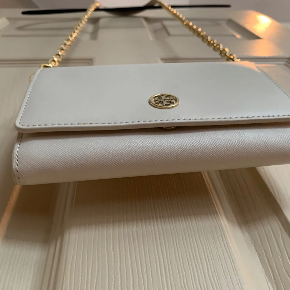 Tory Burch Cream Small Leather Crossbody Handbag